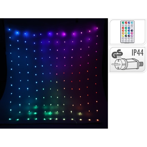 Cortina led rgb multifunción, 400 leds, con mando a distancia, exterior, 2 x 2 m