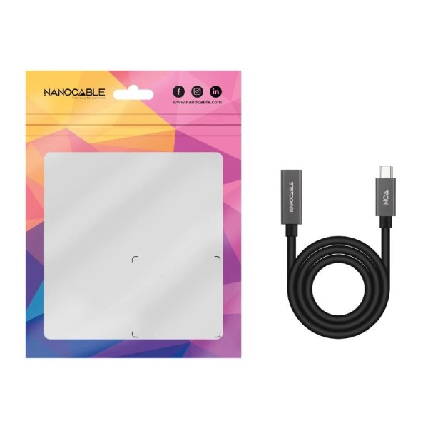 Nanocable cable usb 3.2 gen2 usb-c m/h 1 m negro